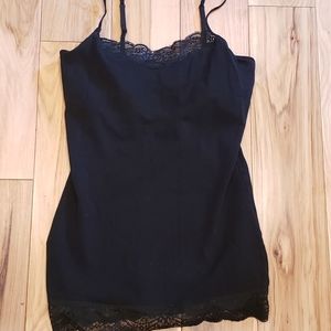 Express laced trim cami with built in elastic bra